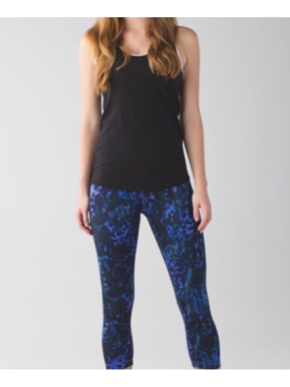 Lululemon Women's Wunder Under Crop ll Purple Iris Floral Print Leggings - Sz 4